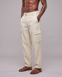 Pantalone Cargo Misto Lino White