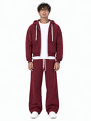 Completo Tuta Felpato Zip Borgogna