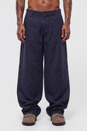 Pantalone Balloon Lino Blu