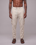 Pantalone Cargo Misto Lino White