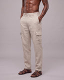 Pantalone Cargo Misto Lino Sabbia
