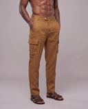 Pantalone Cargo Misto Lino Coffee