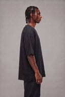 T-shirt Lino Over Taglio Vivo Black