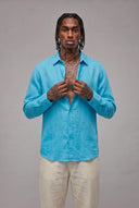 Camicia Turchese Deluxe 100% Lino