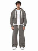 Completo Tuta Felpato Zip Cemento