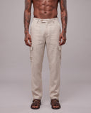 Pantalone Cargo Misto Lino Sabbia