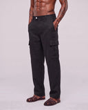 Pantalone Cargo Misto Lino Black