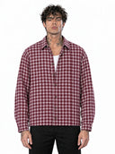 Camicia Cropped Quadri Borgogna