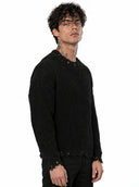 Maglione Girocollo Sfrangiato Black