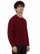 Maglione Girocollo Sfrangiato Bordeaux