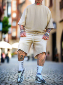 Completo Niang Beige 2 pezzi t-shirt + bermuda