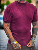 T-Shirt Maglina Mezzo Collo Prugna