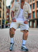 Completo Geolier Beige 2 pezzi camicia + bermuda