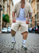 Completo Yamal Beige 2 pezzi camicia + bermuda