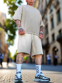 Completo Niang Beige 2 pezzi t-shirt + bermuda