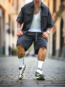 Completo Santorini Black 2 pezzi camicia + bermuda