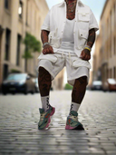 Completo Summer Tasconi White 2 pezzi camicia + bermuda