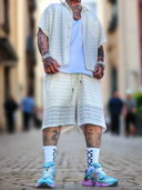 Completo Traforato Meres White 2 pezzi camicia + bermuda