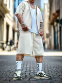 Completo Zip Cream 2 pezzi 2 pezzi camicia zip + bermuda