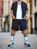 Completo Corfù Black 2 pezzi camicia + bermuda