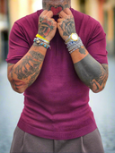 T-Shirt Maglina Mezzo Collo Prugna