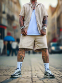 Completo Bangkok Camel 2 pezzi camicia + bermuda