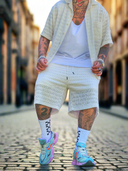 Completo Traforato Meres White 2 pezzi camicia + bermuda