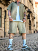 Completo Yamal Military Green 2 pezzi camicia + bermuda