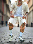 Completo Zip Cream 2 pezzi 2 pezzi camicia zip + bermuda