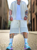 Completo Traforato Meres White 2 pezzi camicia + bermuda