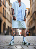 Completo Bangkok White 2 pezzi camicia + bermuda