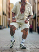 Completo Cargo Beige 2 pezzi camicia + bermuda