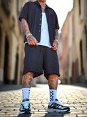 Completo Traforato Meres Black 2 pezzi camicia + bermuda