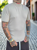 T-Shirt Maglina Mezzo Collo Beige