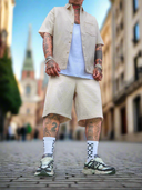 Completo Yamal Beige 2 pezzi camicia + bermuda