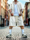 Completo Zip Cream 2 pezzi 2 pezzi camicia zip + bermuda