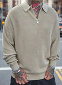 Maglione Polo Zip Beige