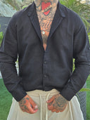 Camicia Lino Coreana Black