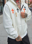 Felpa Zip Abraham Cross White
