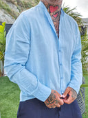 Camicia Lino Coreana Sky