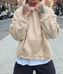 Felpa Over Cropped Beige