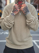 Maglione Polo Zip Beige