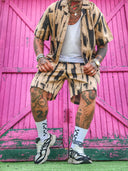 Completo Benzema Camel 2 pezzi camicia + bermuda