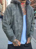 Giacca Pelliccia Double Face Cemento