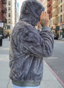 Giacca Pelliccia Double Face Cemento