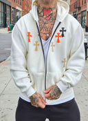 Felpa Zip Abraham Cross White